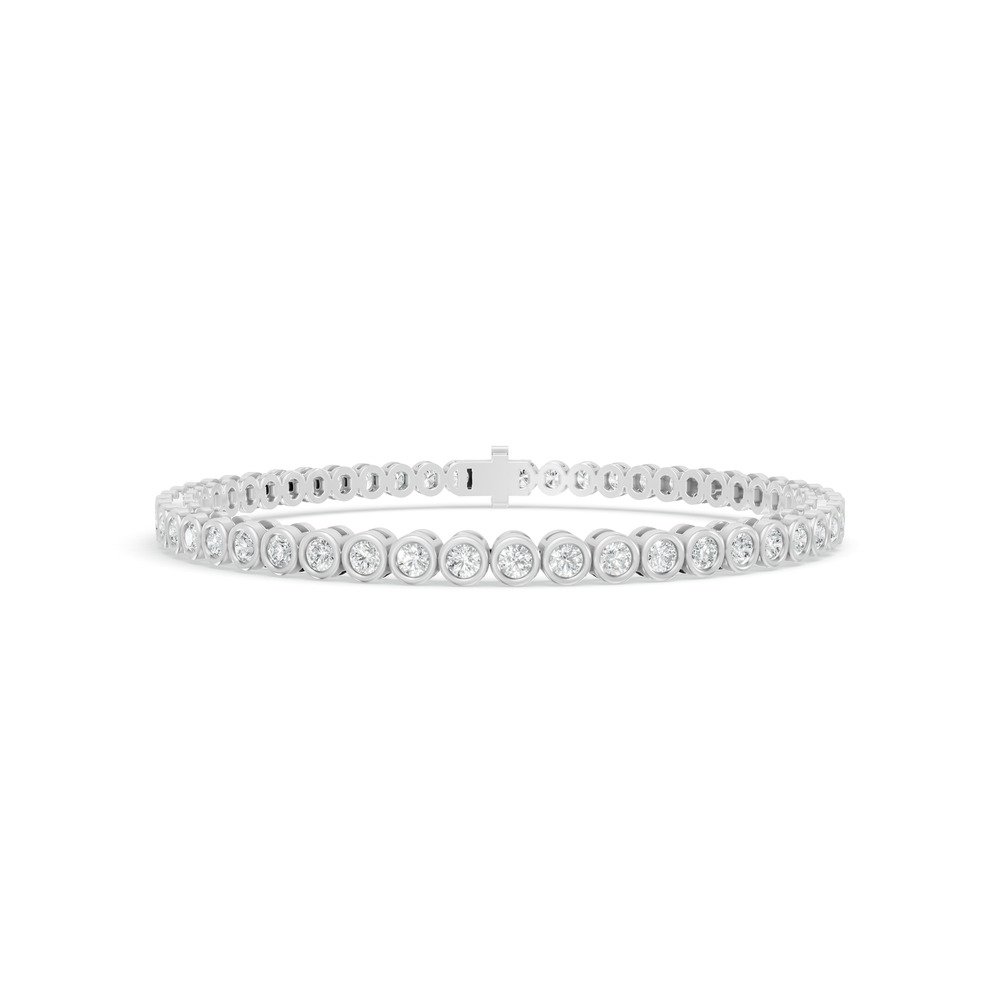 3.00 ctw Diamond Bezel 14K White Gold Tennis Bracelet